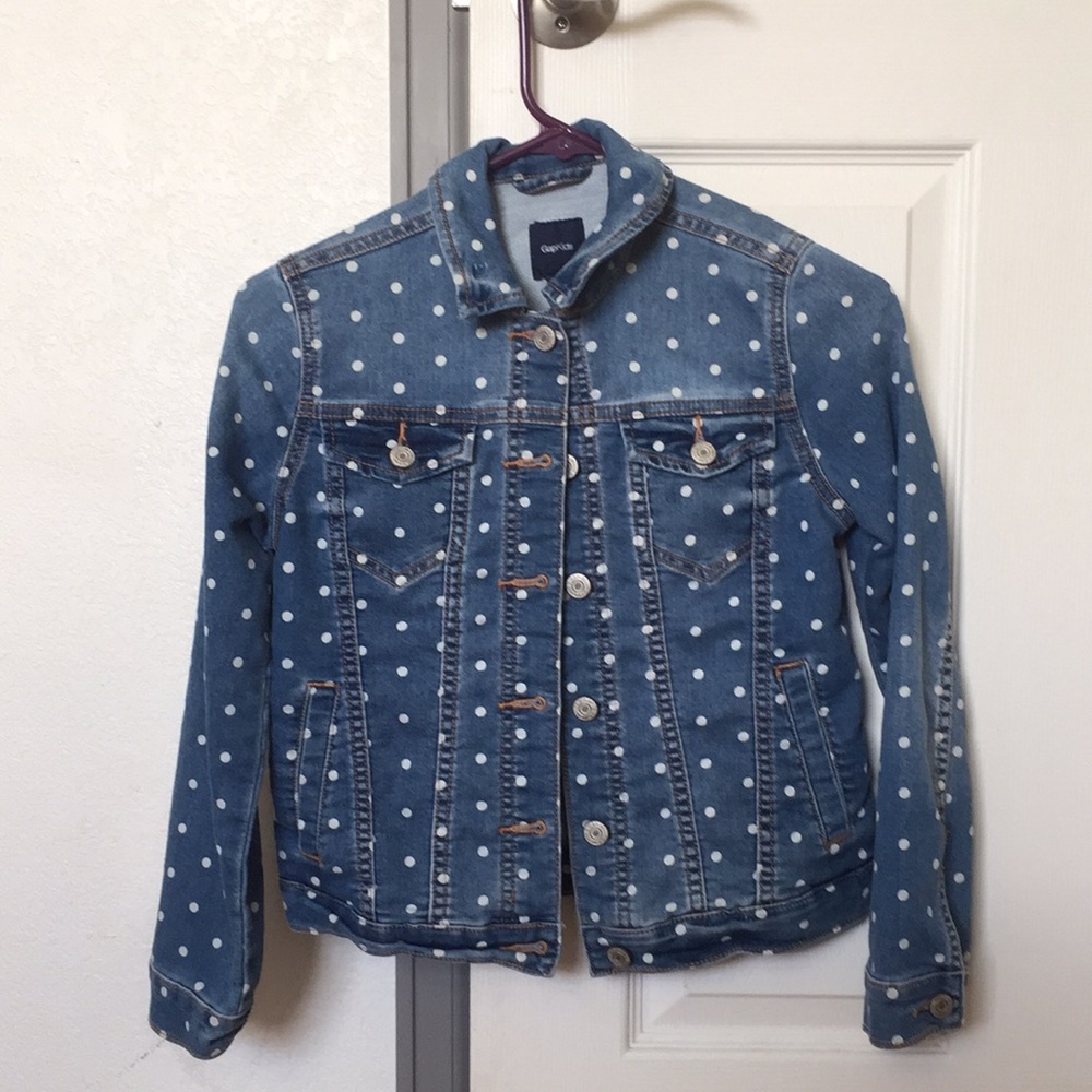 polka dot denim jacket